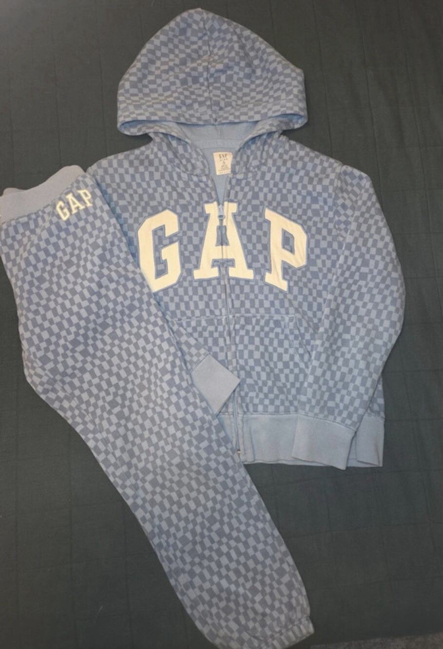 Girls Gap Checkered Sweat Suit Pants & Pullover Size 10/12
